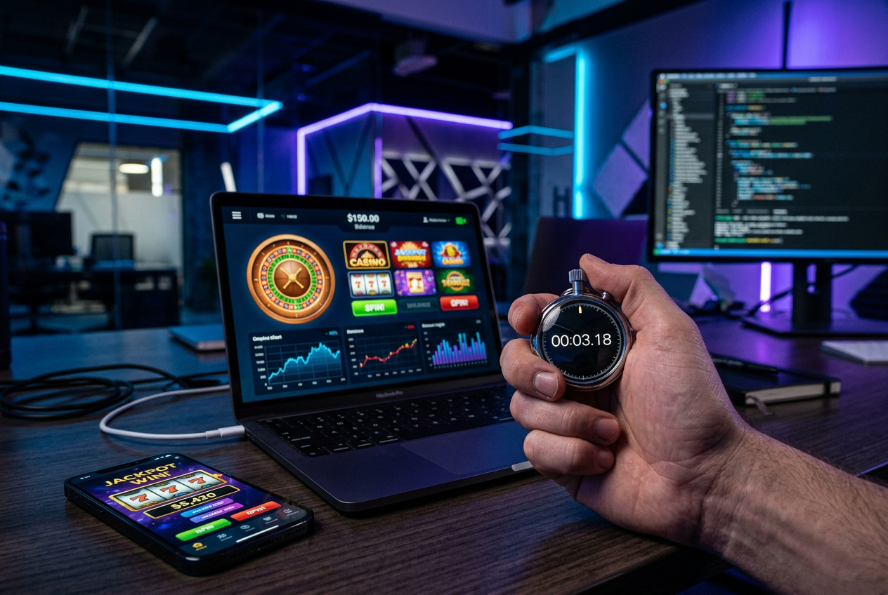 A professional analyst testing casino withdrawal speeds on multiple devices.
