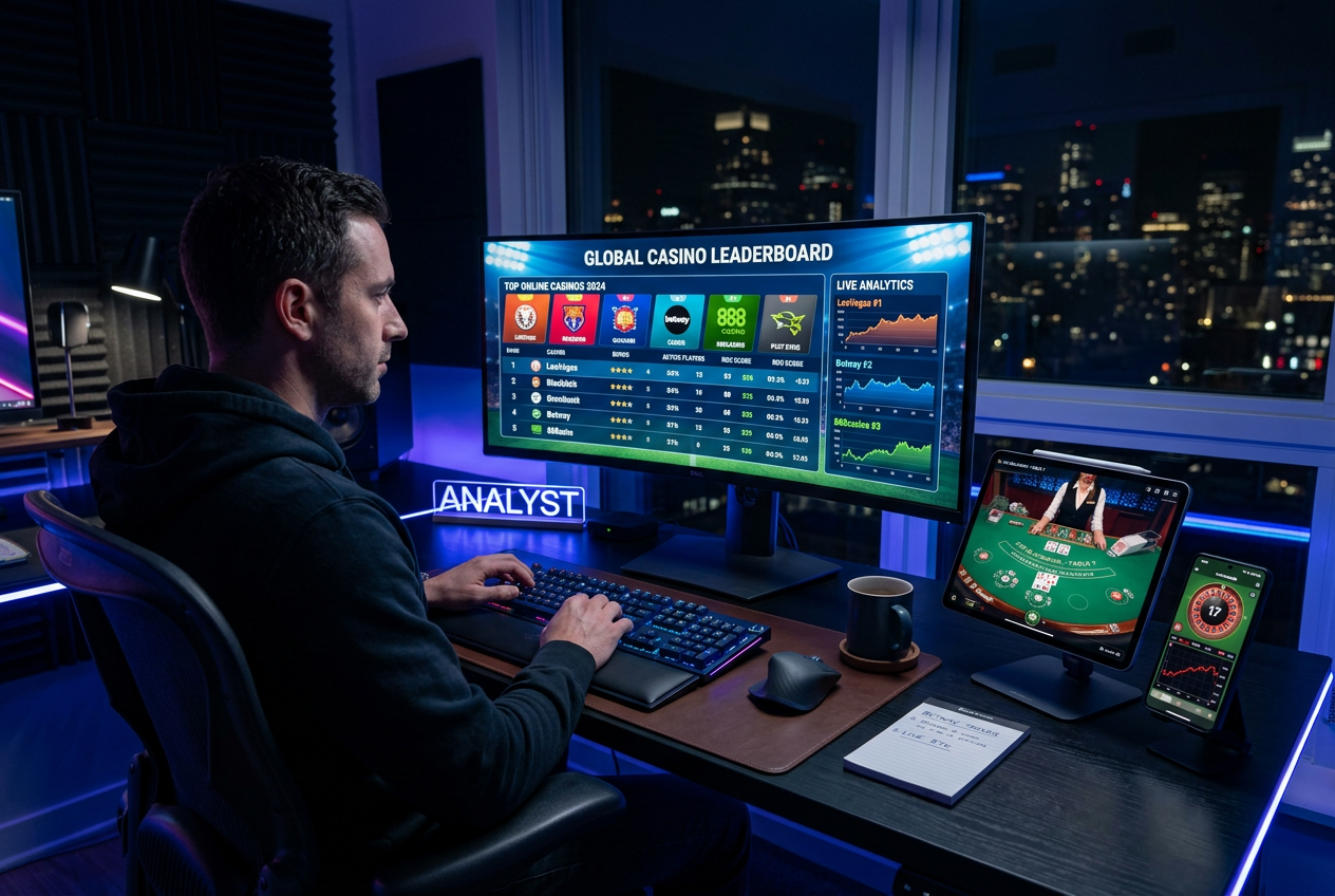 Premium casino ranking dashboard with high-tech analytics.
